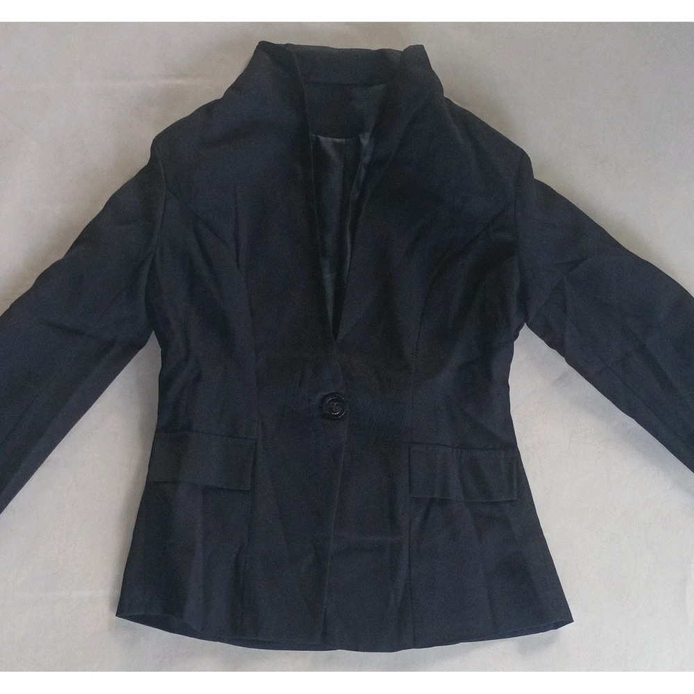 Womens Size M Black Peplum Blazer Shoulder Pads Lined Single Button New